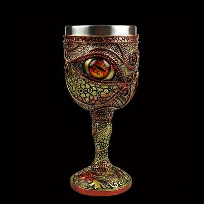 1pc Dragon Eye Goblet Stainless Steel Wine Glass Horror Mythical Dragon Champagne Glass For Scotch Bourbon Whisky Cocktail Cognac Vodka Gin Tequila Li