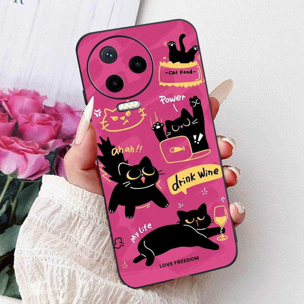 For Infinix Note 12 Pro 4G Case X676B Silicone Cute Cat Fashion Flowers Painted Cover For Inifnix Note 12 Pro Phone Case Bumper