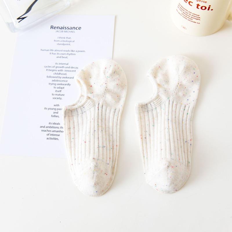 Female Summer Thin Style Pure Cotton Color Shallow Mouth Non Slip Not To Fall with Invisible Boat Socks