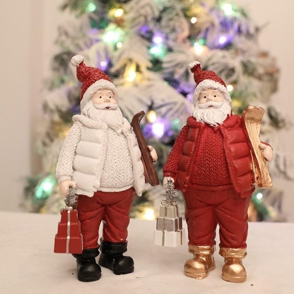 Standing Santa Claus Ornaments Resin Holiday Santa Statue Christmas Figurine Christmas Celebration