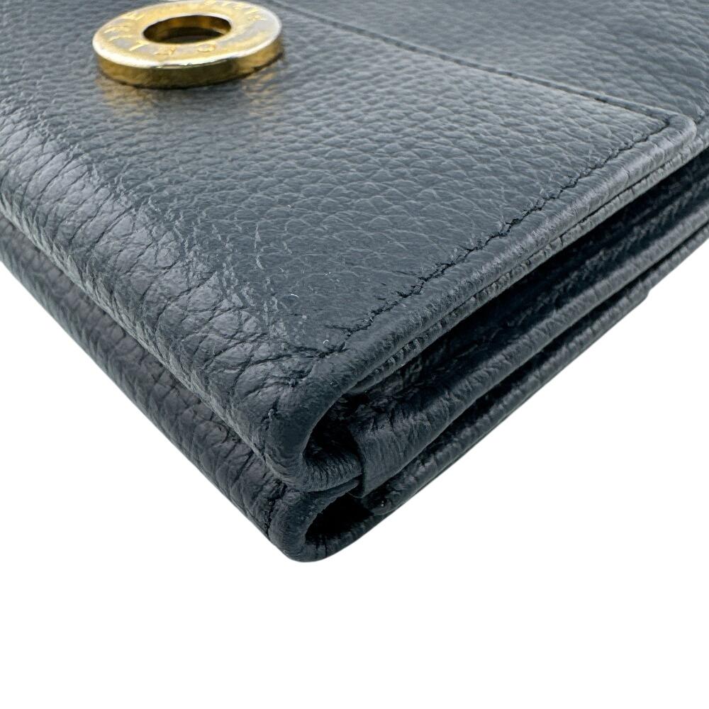 CELINE Circle logo leather Tri-fold wallet Navy leather Used