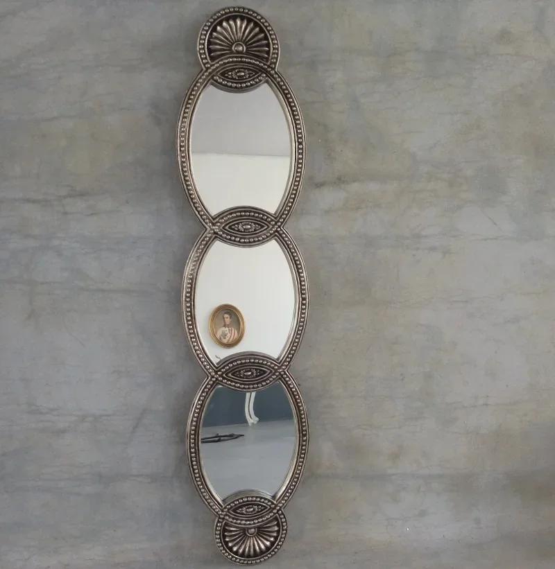 European style bathroom mirror entrance living room retro silver decorative wall hanging mirror