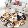 Corgi Round Area Rug,Carpet Rug for Living Room Bedroom Sofa Playroom Decor,Non-slip Floor Mat