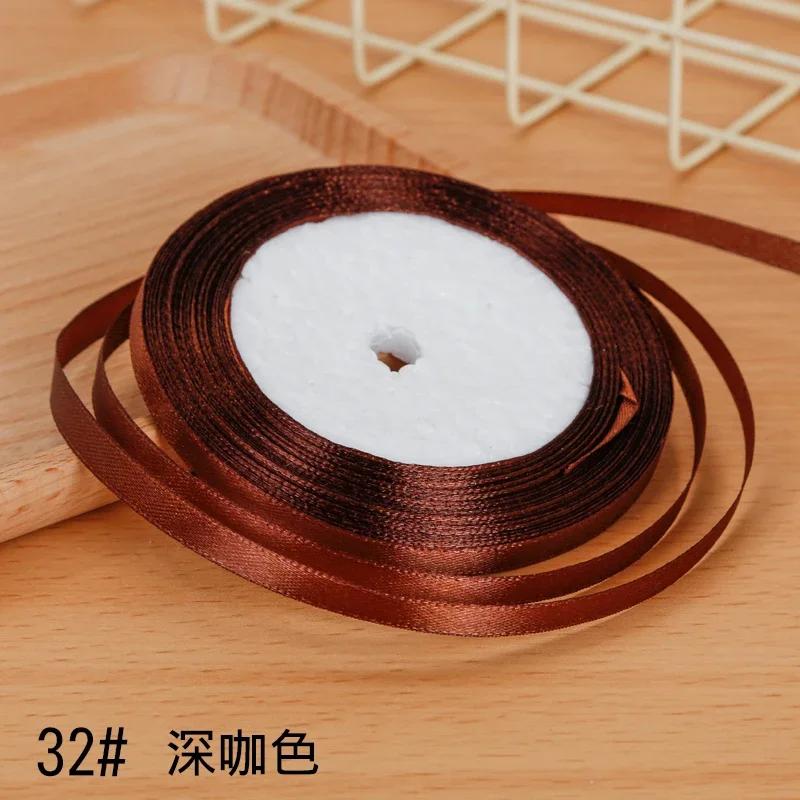 6mm Satin Ribbon DIY Artificial Silk Material Christmas Halloween Wedding Birthday Party DecorationHandmade Bows Gift Wrapping