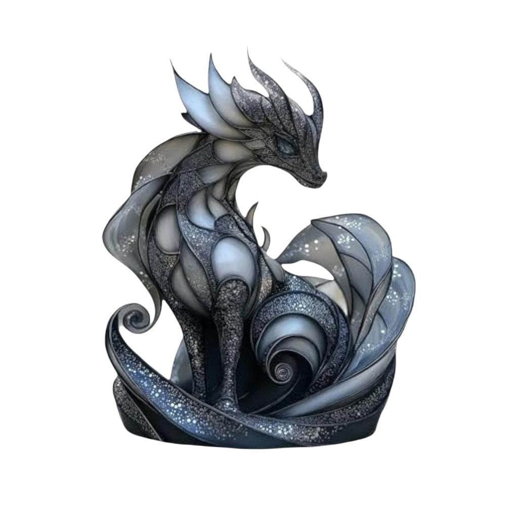 Dragon Statue, Decoration For Shelf, Desk Or Altar, Galactic Style Statue