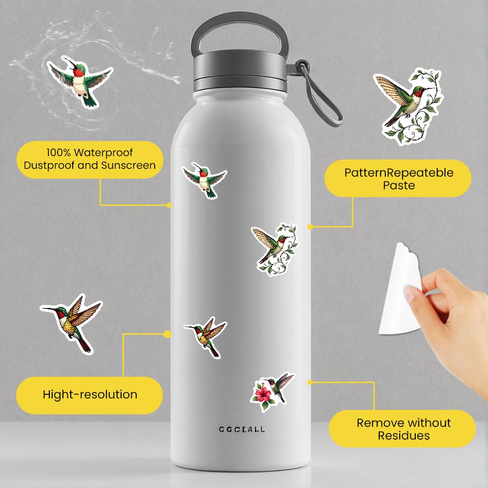 35-50pcs Colorful Hummingbird Stickers Floral Birds Graffiti Sticker Funny Decals Diy Waterproof Motorcycle Laptop Luggage