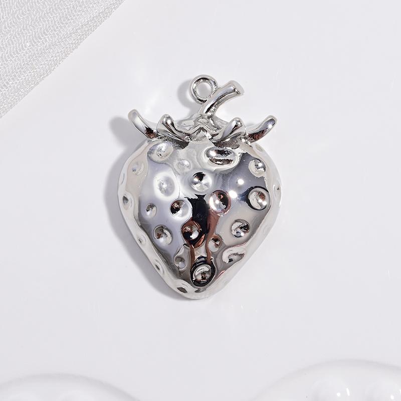 ZHUKOU Enamel Oil Drop With CZ Stone Strawberry Cherry Fruit Series Pendant DIY Handmade Jewellery Accessories:VD1654-1665