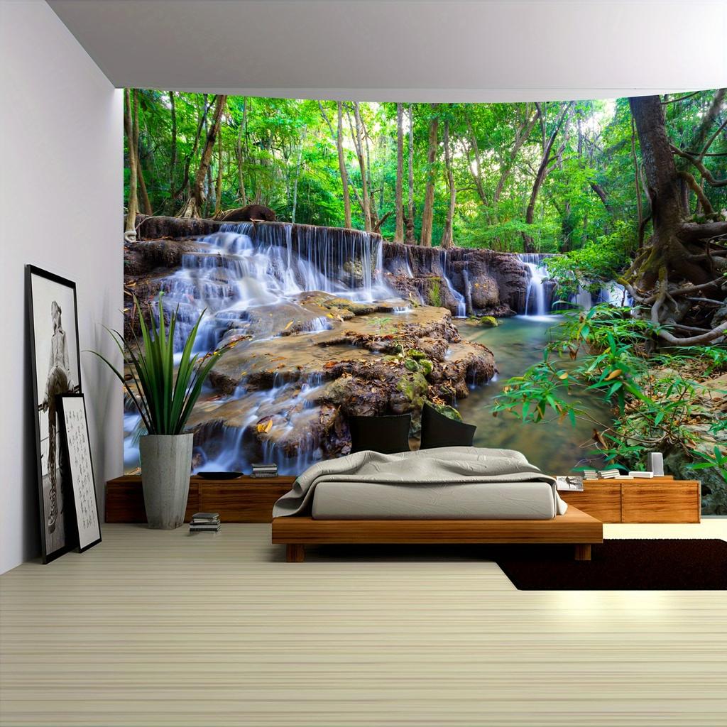 Enchanting Forest Waterfall Tapestry Perfect for Home Décor Bringing Natures Peace and Beauty to Your Living Space