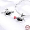 Copper Tailor Handmade Button Scissors Shiny Zircon Charm Beads Suitable For Panoriginal Bracelet Diy