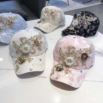 Hat Women's Baseball Cap Versatile Flower Cap Spring and Summer Breathable Sun Hat Korean Version