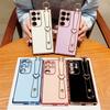 Electroplated TPU Wrist Strap Holder Back Case For Samsung Galaxy S25 S24 S23 S22 S21 Ultra + S20 FE Lens Protection Cover