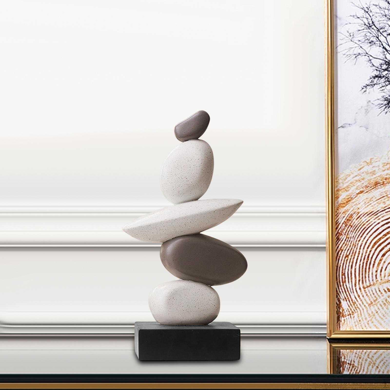 

Artificial Sandstone Statue Sculpture Novelty Art Figurine Ornament for Exhibition Bar Apartment Gray White