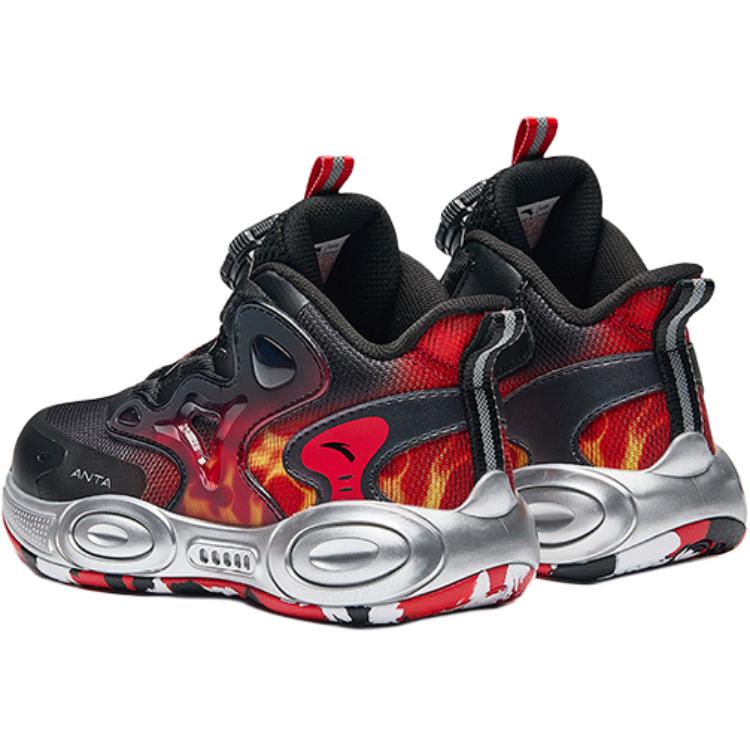 Anta Kids Asymmetrical Synthetic Leather Slip-On Rotating Buckle Non-Slip Wear-Resistant Mid-Top Basketball Shoes Kids Basketball Shoes 312449951-4