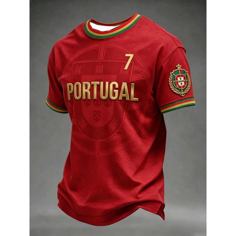 2026 New Men's Portugal 3D Printed Football JerseyT-shirt Suitable for Daily and Training Wear Quick Drying Sweatshirt