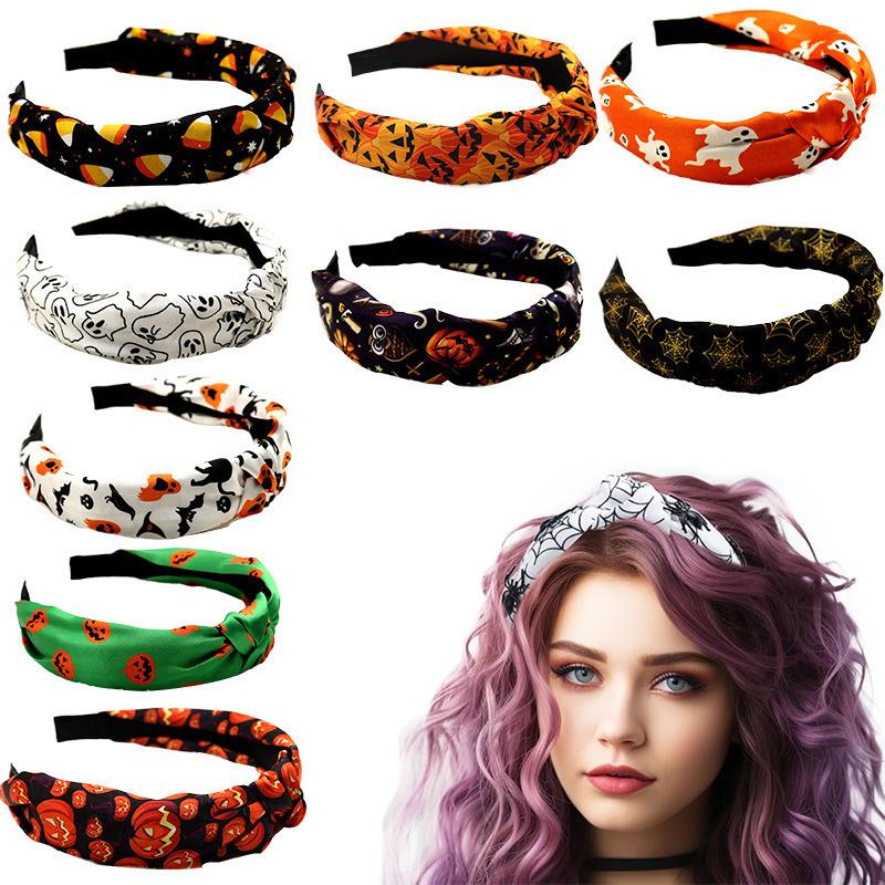 Halloween Pumpkin Knotted Headband - Festive Fashion Fabric Headwear