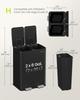 SONGMICS Kitchen Bin, 2 x 8 Gallon (2 x 30 L) Dual-Compartment Pedal Rubbish Bin with Soft-Close Lid and Inner Buckets, Steel, Includes 15 Liner Bags