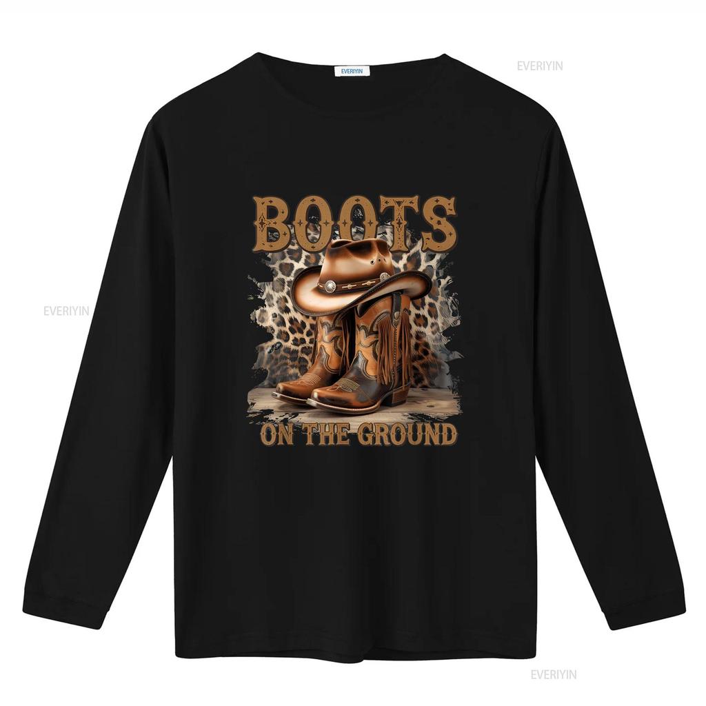 Boots On The Ground T Shirt Vintage Washed Stretched Graphic Casual Top For Everyday Wear Breathable Versatile Comfortable