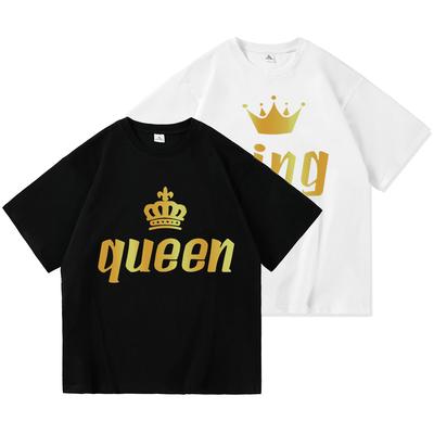 2023 Casual RE REGINA Stampa T Shirt in cotone estivo Manica corta O Collo Allentato Amanti T Shirt Donna Uomo Top Tees