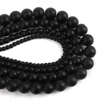 30-93Pcs Multi Size Black Glass Loose Round Beads for DIY Jewelry Making