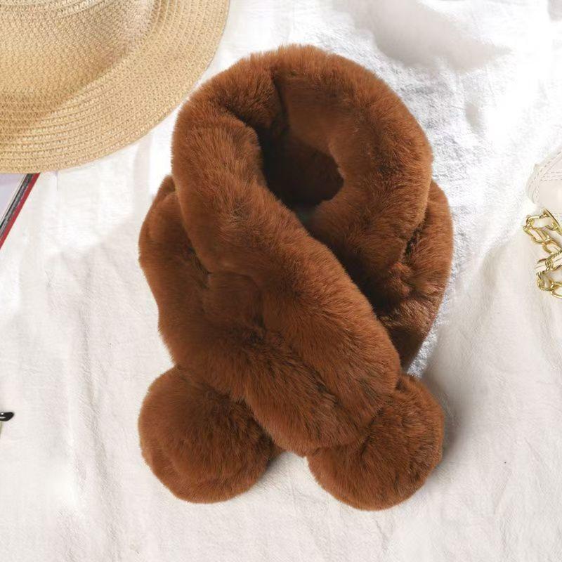 Winter Imitation Fur Cross Ball Scarf Imitation Rex Rabbit Hair Warm Fur Collar