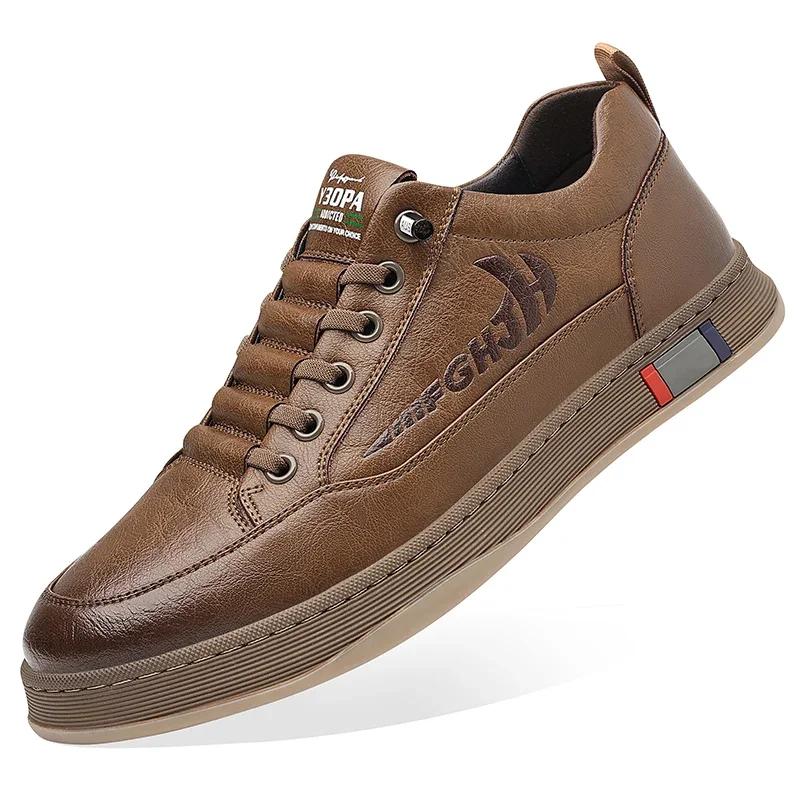 

Fashion New Genuine Leather Mens Casual Shoes Handmade Sneakers Outdoor Running Shoe for Men High Quality Tennis Masculino Italian Shoes 38 коричневый