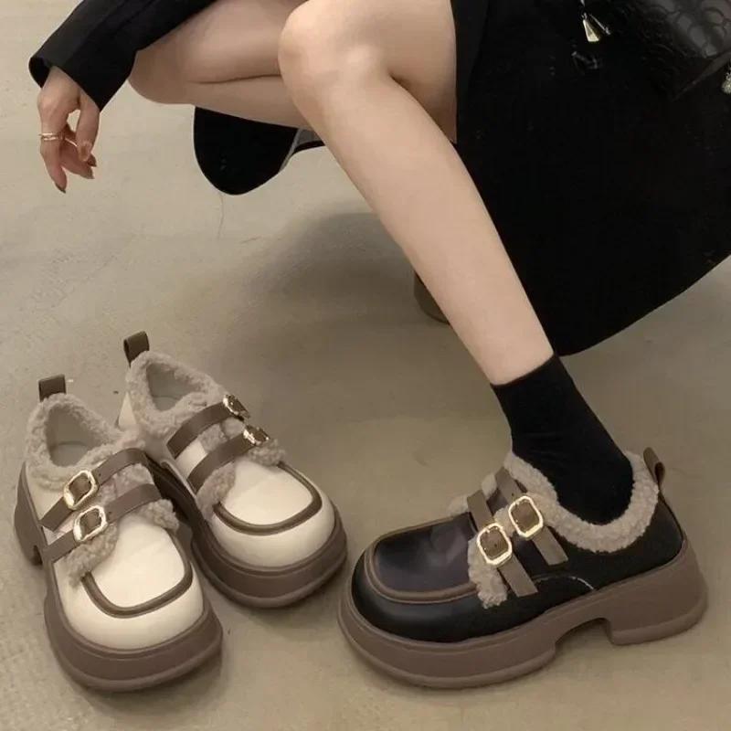 Fashion Large Size Warm Elegant With Medium Heels Snow Boots for Women Round Toe Woman Shoes High Quality Spring 2024 On Promotion 39 Pu