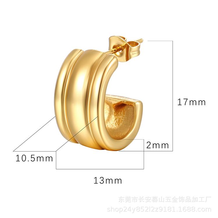 18K Gold Titanium Steel Earrings Women's Geometric Stainless Steel Irregular Versatile Earrings