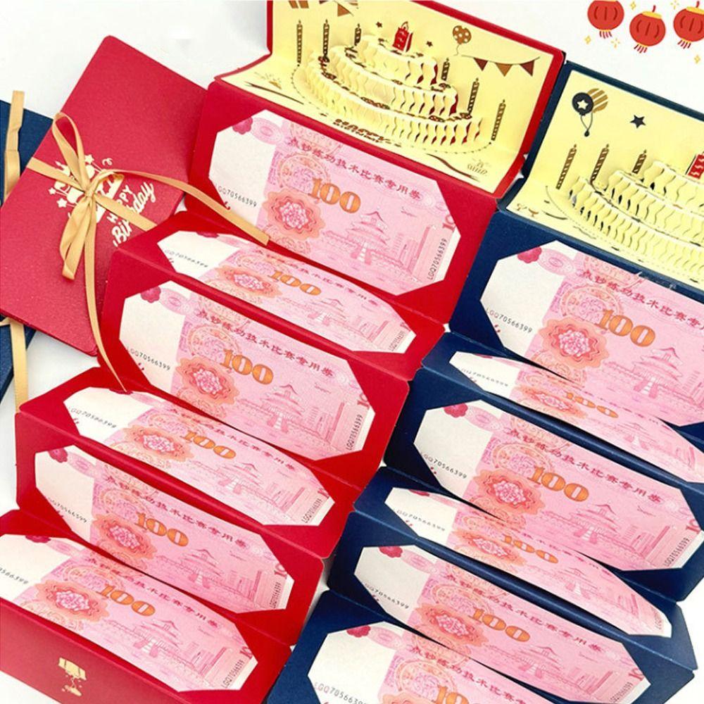 Folding 3 D Birthday Red Envelope Pop-Up Traditional Lucky Money Envelope Best Wishes Money Bag Wedding Celebration