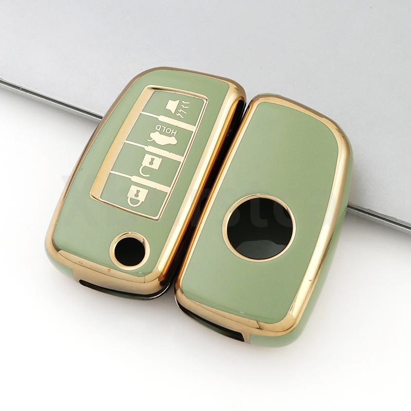 4 Buttons Tpu Auto Shell Fob Gold Edge Car Key Case Cover For Nissan Qashqai X-Trail T32 Rogue Juke F15 J11 Murano Maxima Altima