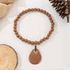 Wooden Summer Beaded Necklace Women Stretch Chain Geometric Decoration Pendant