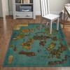 Retro Map 3D Printed Floor Mat, Living Room Bedroom Absorbent Carpet