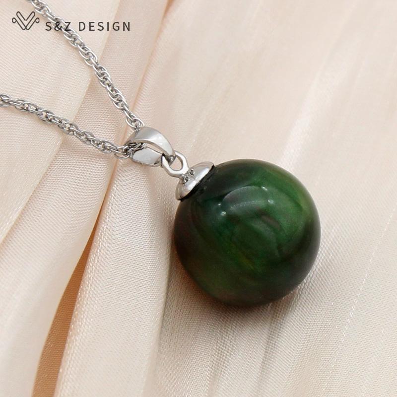 Fashion Rose Gold Color Round Acrylic Beads Pendant Necklace For Women Wedding Party Elegant Jewelry