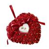 Boîte à bagues de mariage incrustée de Faux Rose en forme de cœur, support de rangement, coussin
