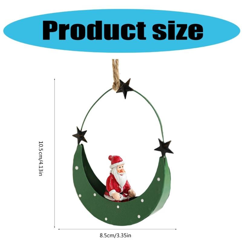Artistic Iron Moon Boat Hanging Decors Eye Catching Iron Moon Boat Christmas Hanging Decoration for Festival Ambiances