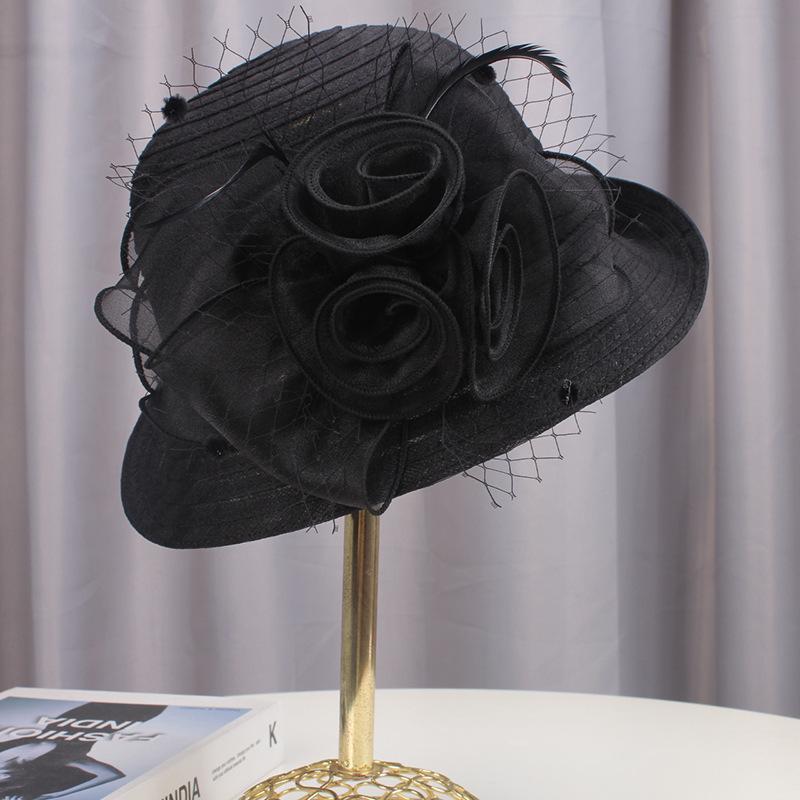 

Элегантная женская летняя шляпа от солнца с кружевом и сетчатой отделкой — в винтажном стиле, с защитой от ультрафиолета, идеально подходит для активного отдыха M（55-58cm） чёрный