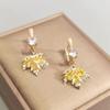 Luxurious Red Zircon Maple Leaf Drop Earrings for Women Fashion Gold Color Earring INS Jewelry Party Accessories