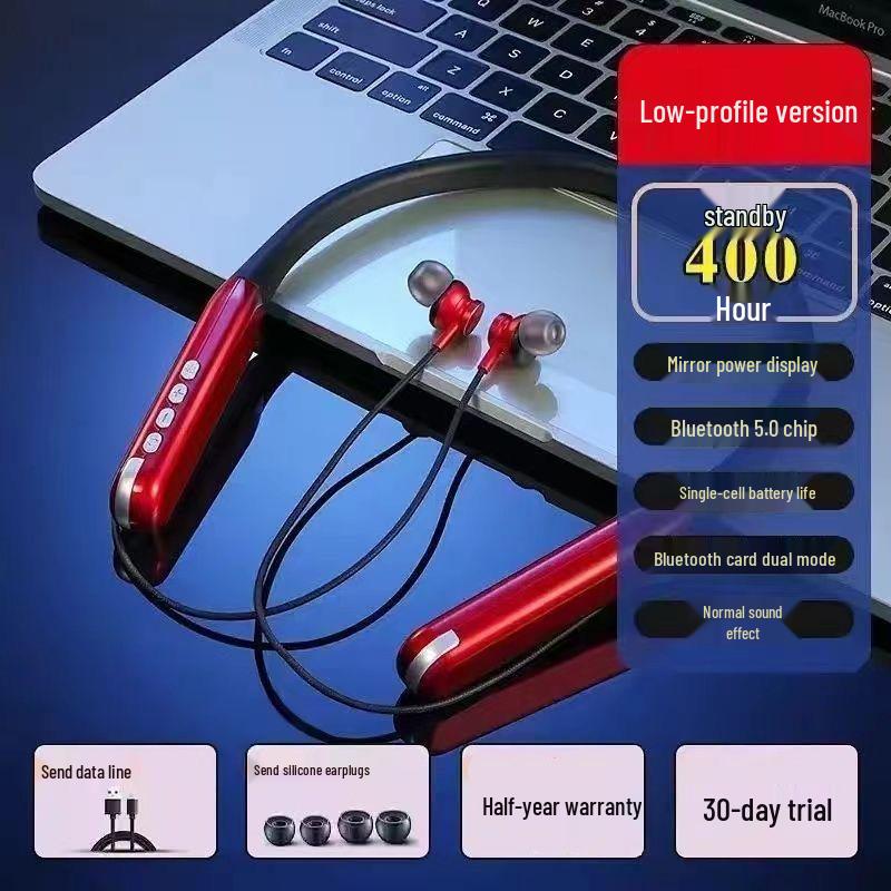 

Ultra-Long Standby Magnetic Bluetooth Sports Headphones, Neck-Hanging & Card-Insertable, Compatible with OPPO, Huawei, Apple