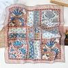1116 Spring and Summer New Plant and Flower Printed Square Scarf Women's Versatile Temperament Decorative Scarf Multifunctional Small Silk Scarf