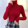 Women Pullover Turtleneck Sweater Autumn 2023 Long Sleeve Elastic Korean Simple Basic Jumper Solid Color Tops 16675