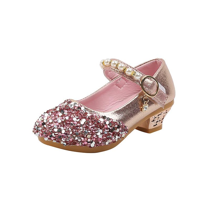 

Girls high-heeled leather shoes, little girl s performance crystal single shoes, dress model runway show princess children s shoes 25-30One Hand Shot6Double