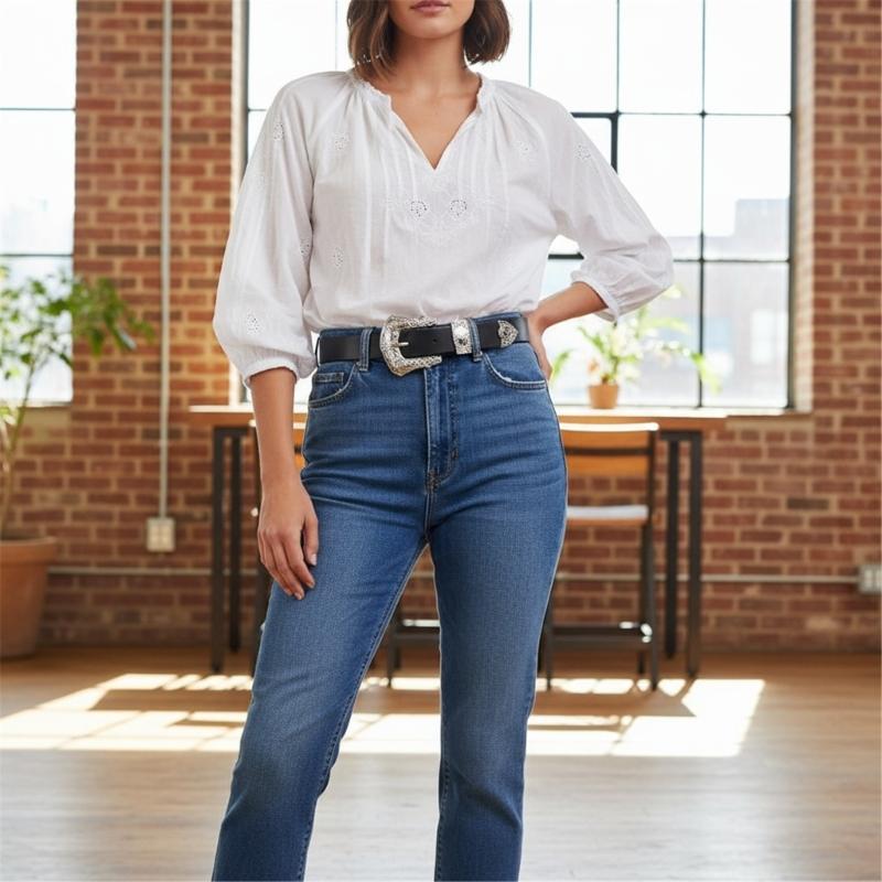 Retro Carved PU Leather Sash For Men Women Elegant Floral Design Belt Adjustable Strap For Casual or Formal Outfits