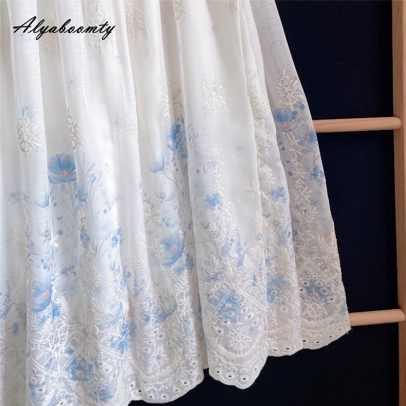 Spring Summer Women Maxi Long Skirt High Waist Delicate Floral Embroidery Classical Skirt Vintage Elegant Hollow Out Ladies' A-Line Skirt