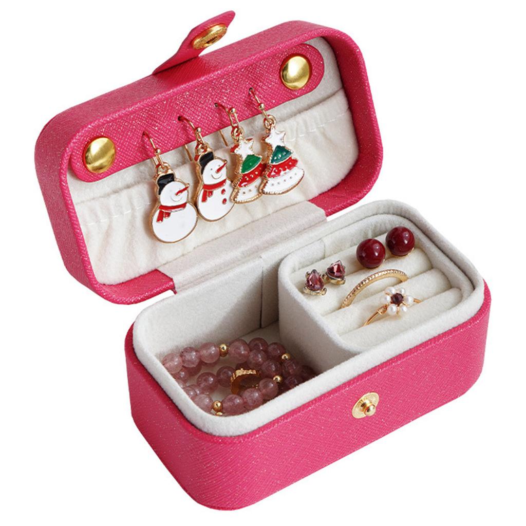 Mini Faux Leather Jewelry Portable Box Multiple Compartments Jewelry Case Mini Travel Jewelry Display Collection Rings Holder