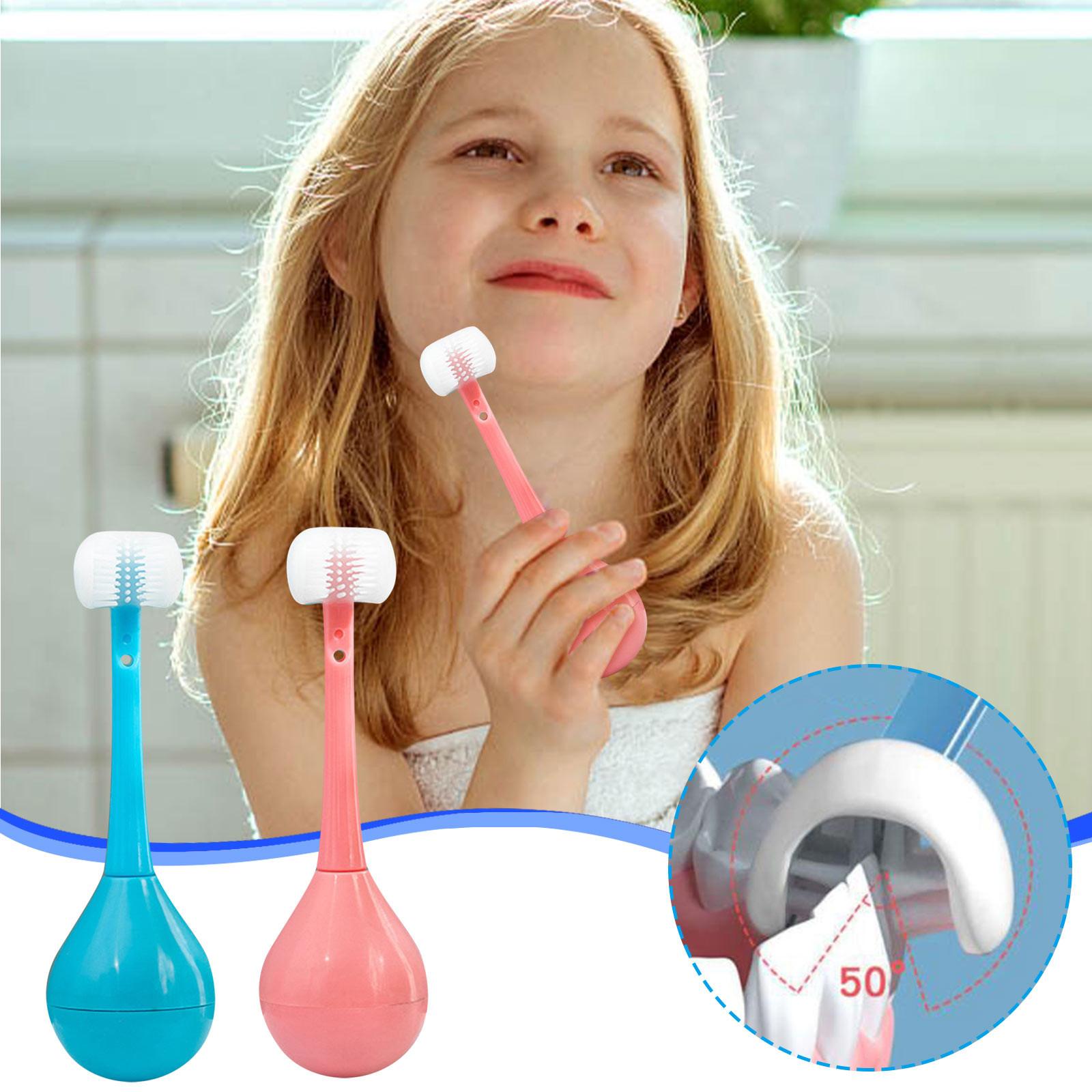 

НОВА Тристороння зубна щітка Clean Soft Hair Захист для зубів Дитяча зубна щітка-стакан синій