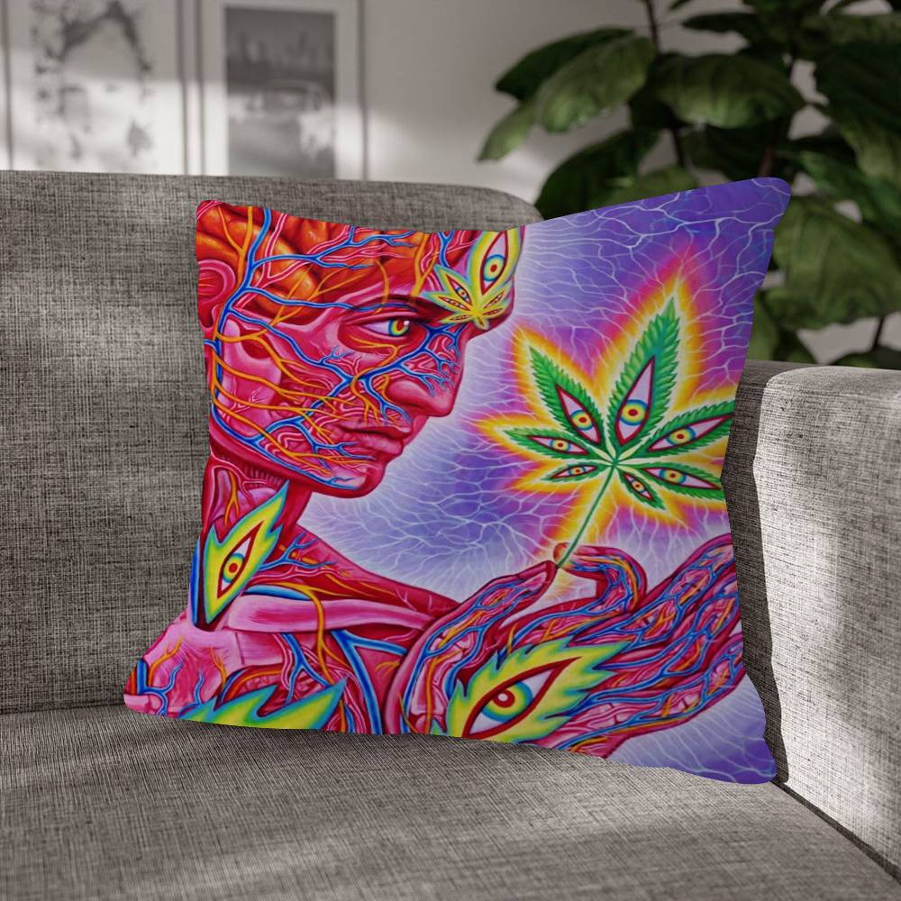 AAlex Grey Trippy Psychedelic Cushion Cover Inches Farmhouse Decor Home Throw Pillow Covers For Couch Decorations