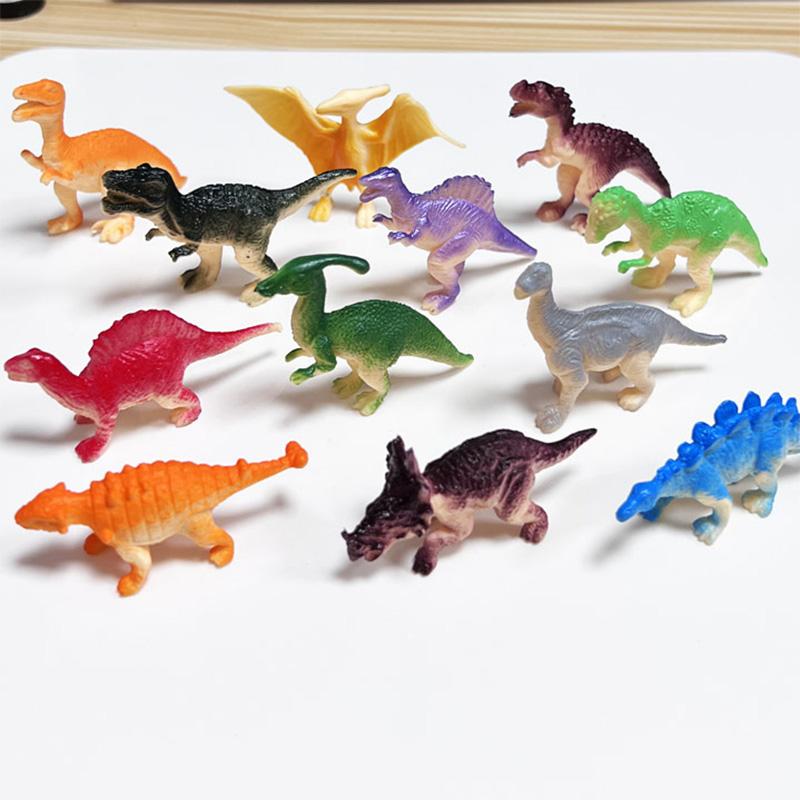12 Pcs/Set Mini Dinosaur Model Ornaments Plastic Figures Kids Cognitive Toys DIY Decoration