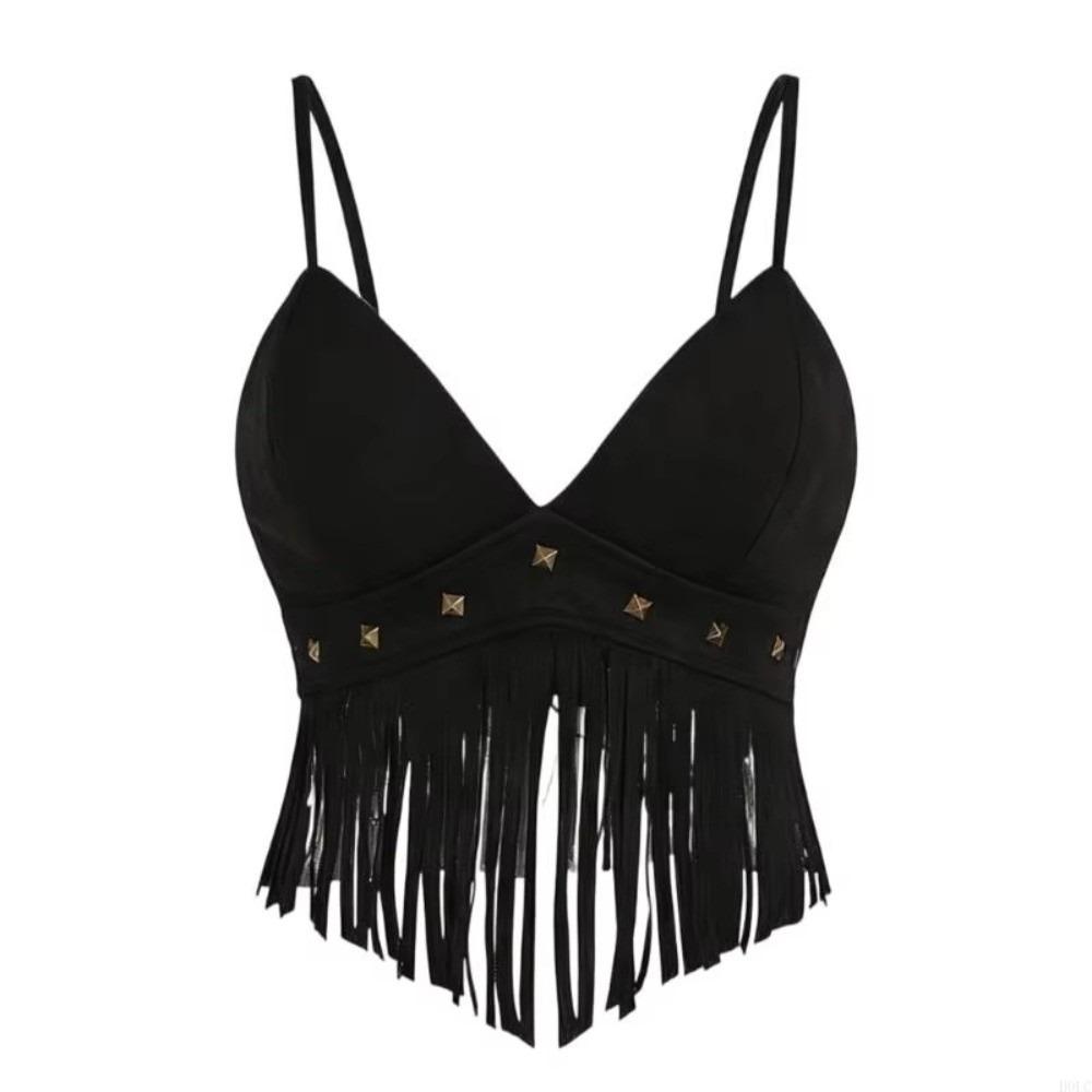 Faux Suede Fringe Vest Tassel Trimmed Sleeveless Vest Vintage Women Crop Top for Women S