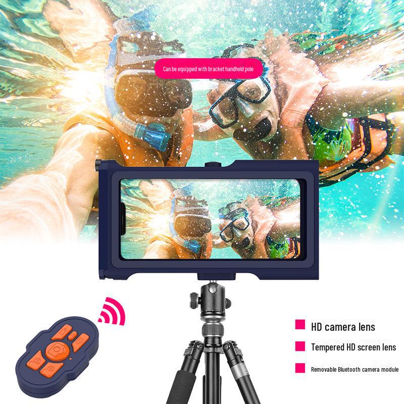 Universal Underwater Diving Case with Bluetooth Control for iPhone, Samsung, Huawei, Xiaomi, and OPPO Smartphones.