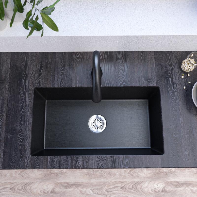 TLXT Black Quartz Undermount Kitchen Sink