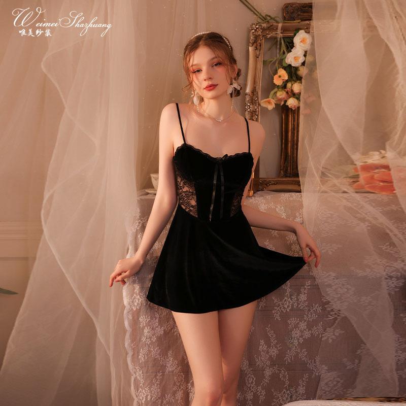 

Сексуальное женское горячее ночное платье на подтяжках чистая похоть старший бархатный костюм сексуальное кружевное ночное платье One size fits all
